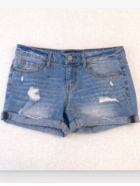 Aeropostale Distressed Denim Shorts Size 4 Stretch Cuffed